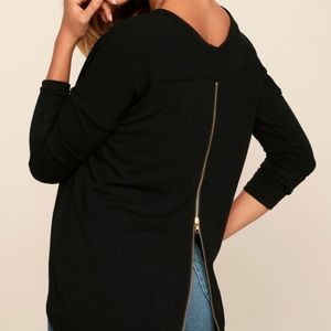 Lulus Zip to my Lou black Sweater Top